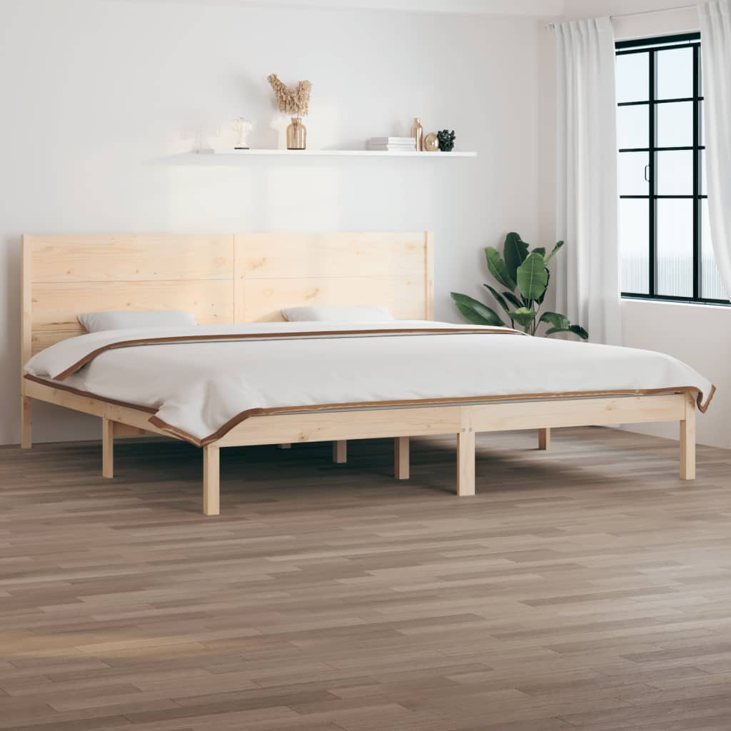Solid Pine Wood Bed Frame 200x200 cm - Natural Finish