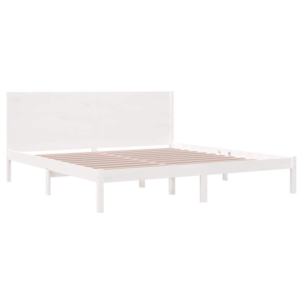 Solid Pine Wood Bed Frame 200x200 cm - White Finish