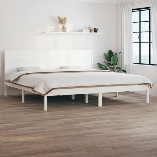 Solid Pine Wood Bed Frame 200x200 cm - White Finish