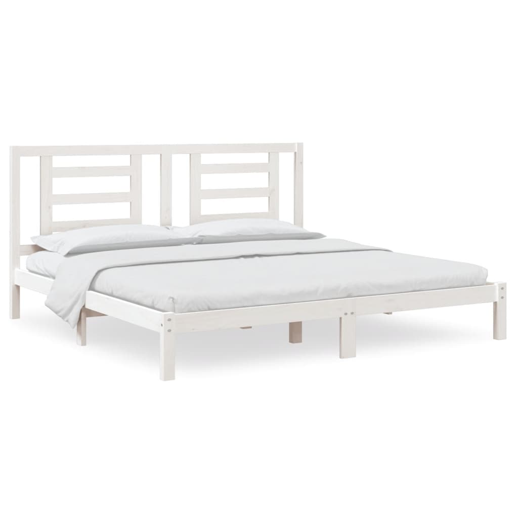 Solid Wood Pine Bed Frame White 200x200 cm - Mattress Not Included