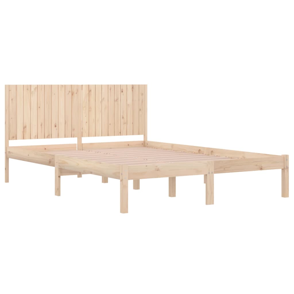 Solid Pine Wood Bed Frame 200x200 cm - Mattress Not Included
