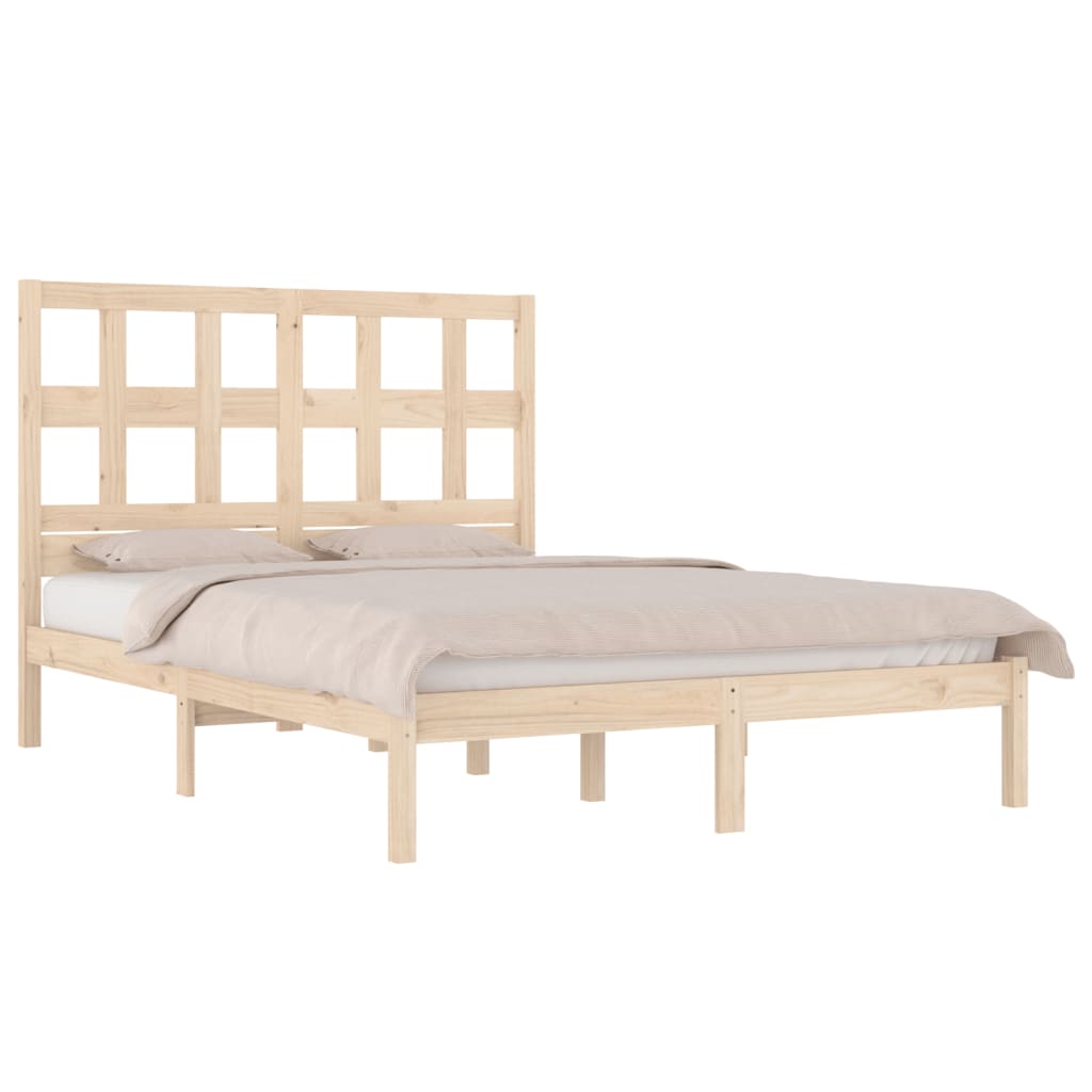 Solid Pine Wood Bed Frame 200x200 cm - No Mattress Included