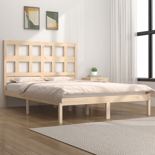 Solid Pine Wood Bed Frame 200x200 cm - No Mattress Included