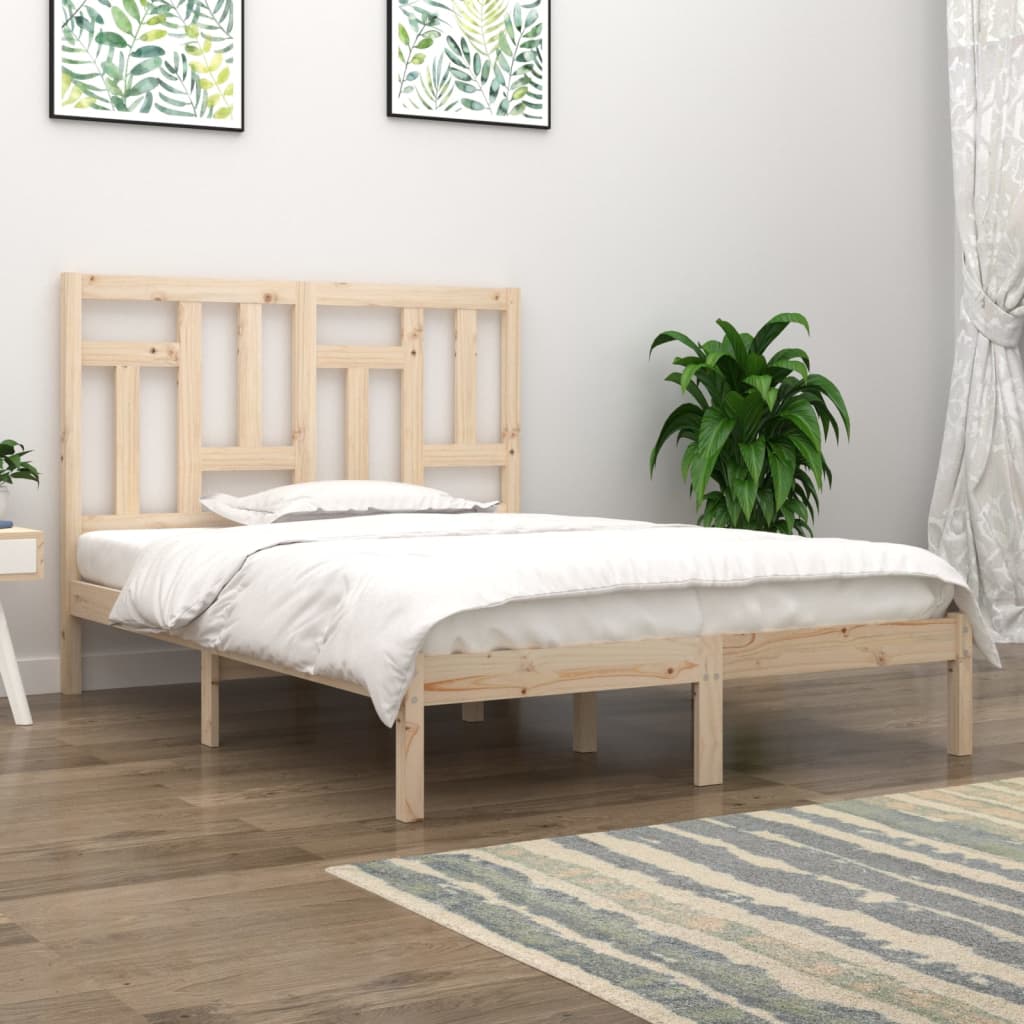 Solid Wood Pine Bed Frame 200x200 cm - Mattress Not Included