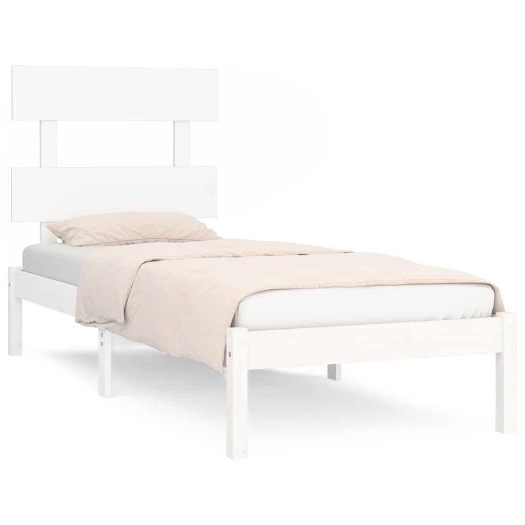 Solid Wood White Bed Frame 100x200 cm - Mattress Not Included