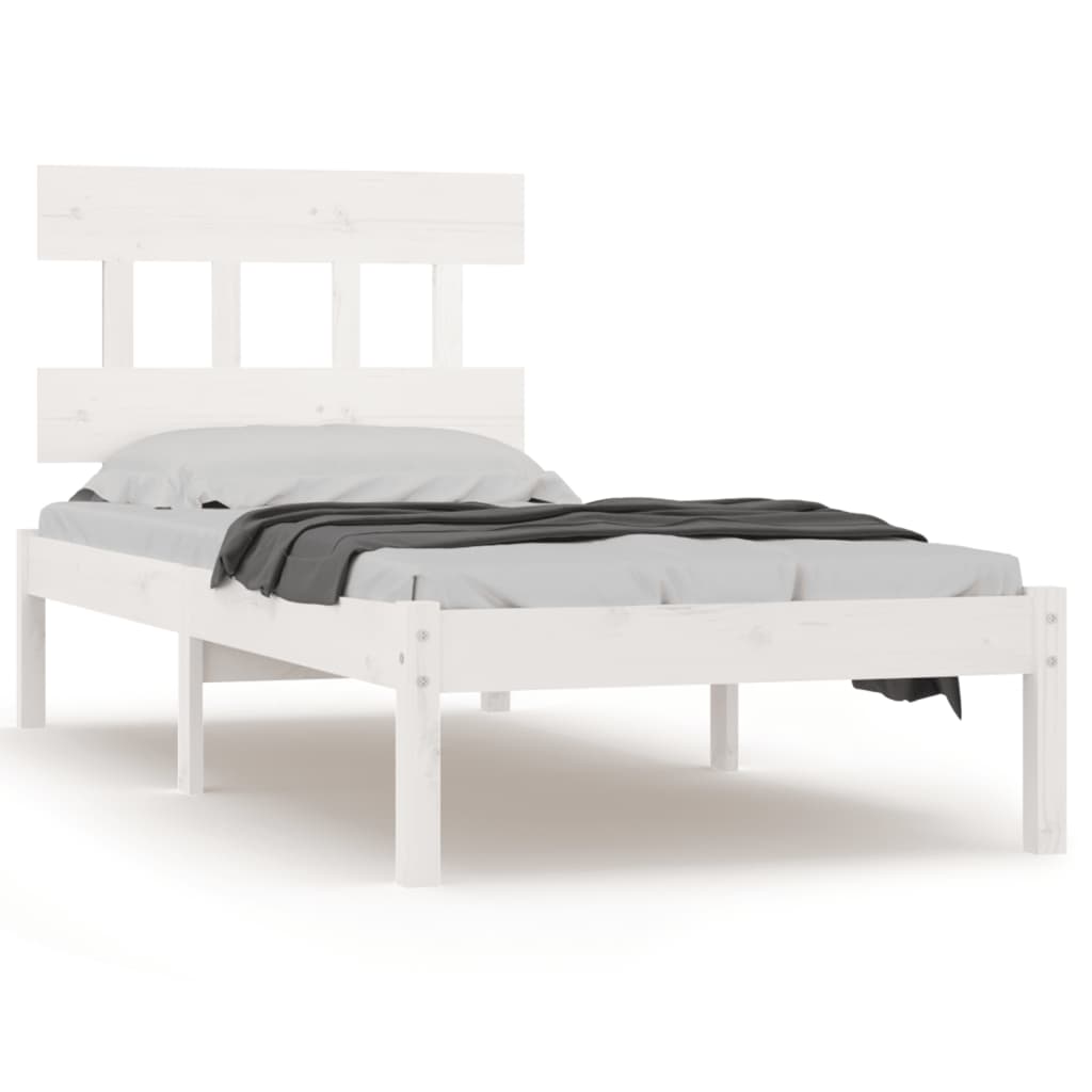 Solid Wood White Bed Frame 100x200 cm - No Mattress Included