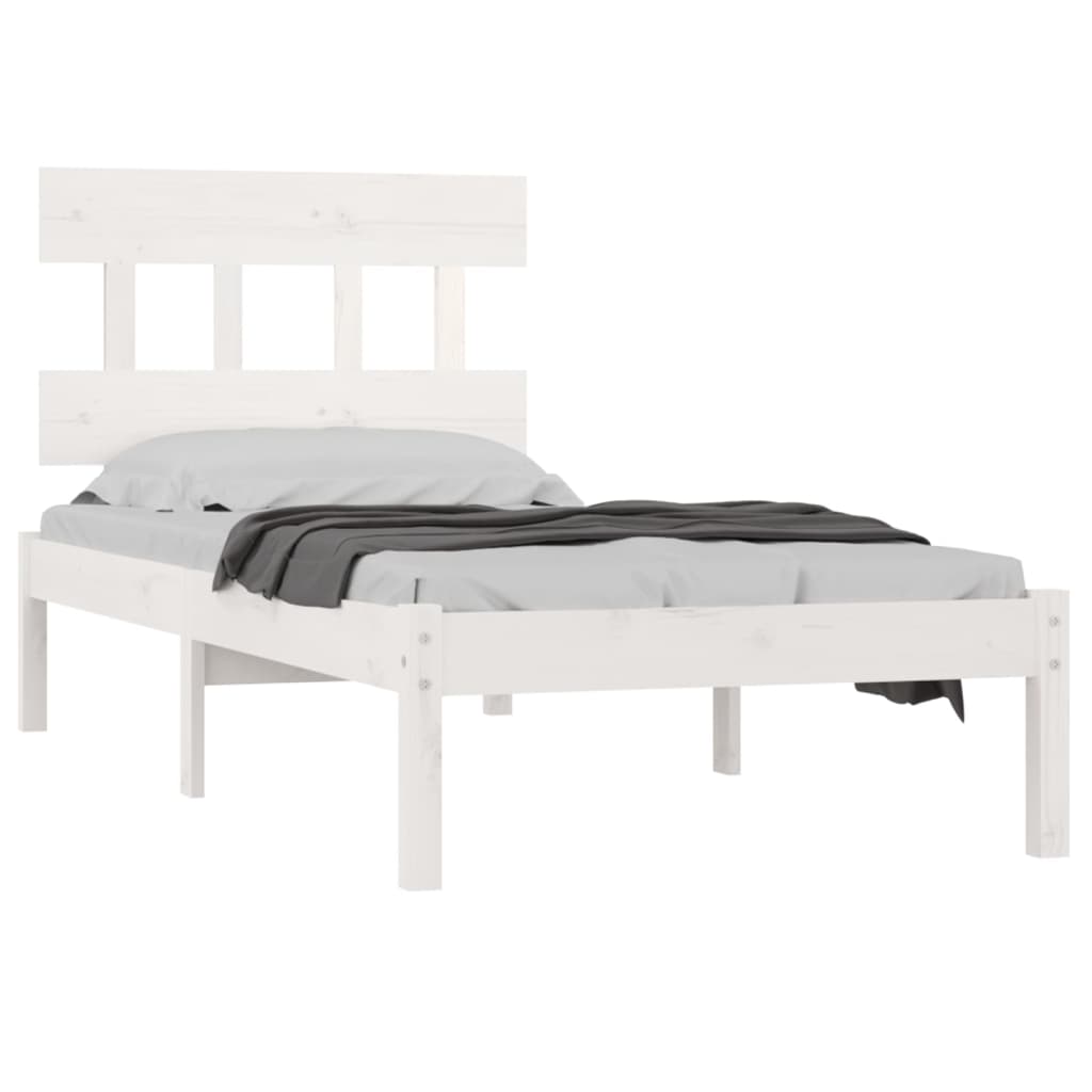 Solid Wood White Bed Frame 100x200 cm - No Mattress Included