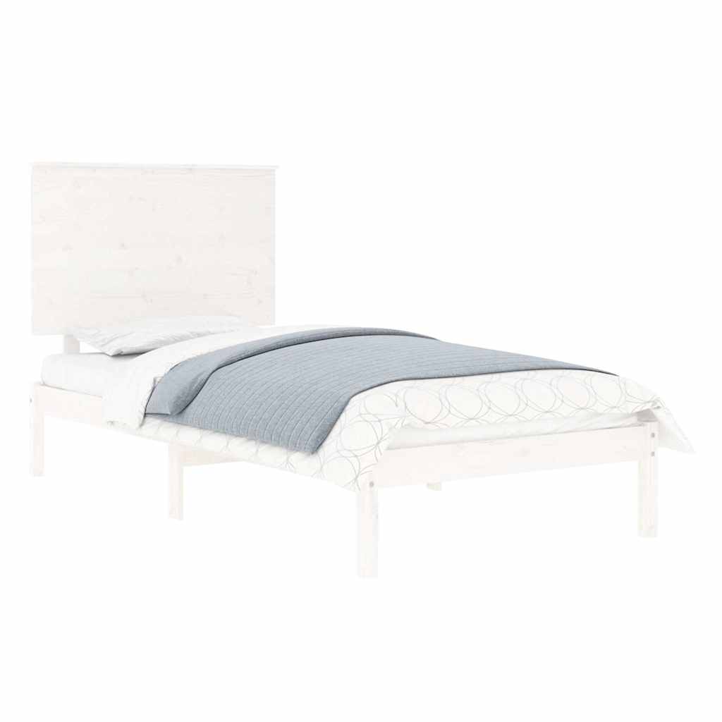 Solid Pine Wood Bed Frame, White, 100x200 cm - No Mattress Included