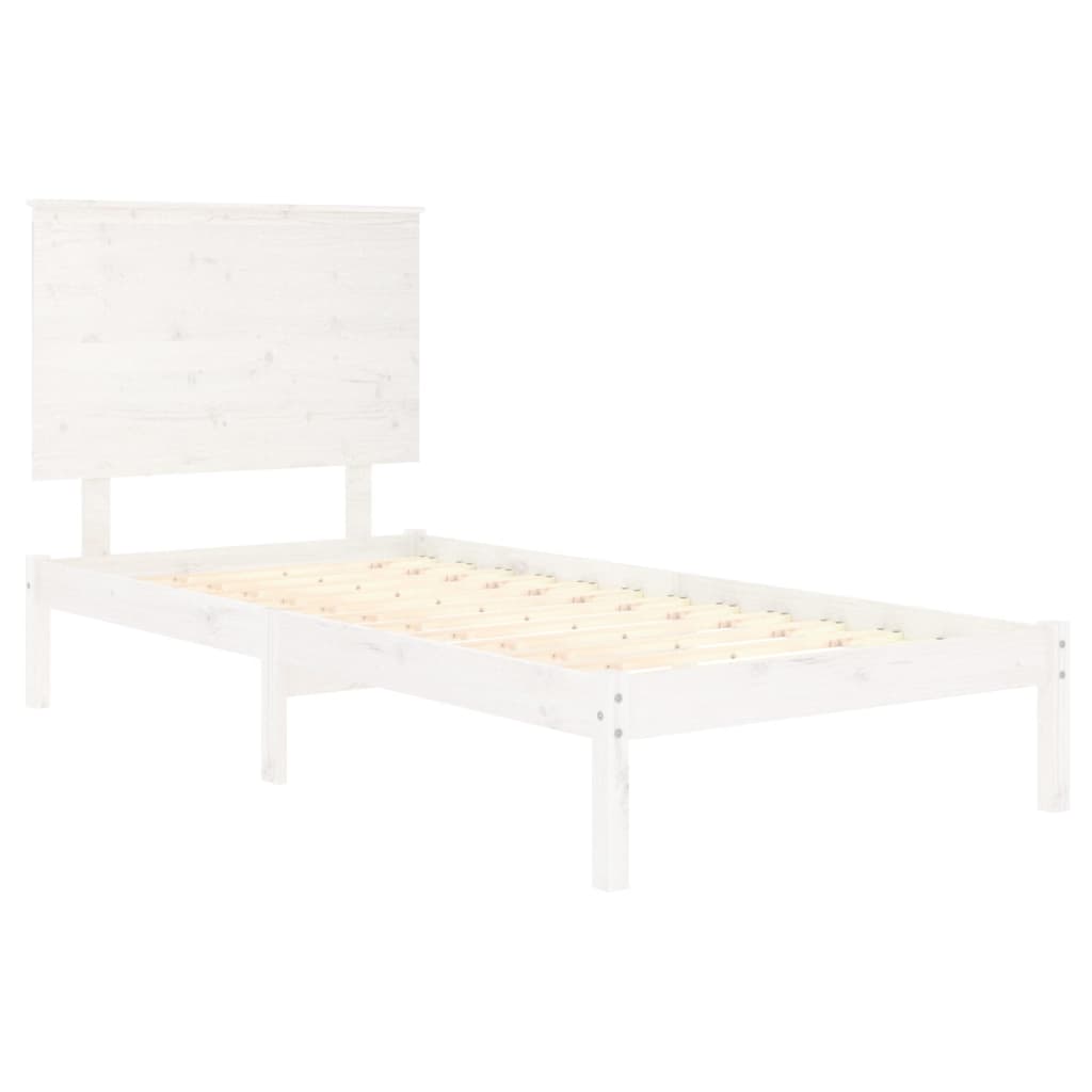 Solid Pine Wood Bed Frame, White, 100x200 cm - No Mattress Included