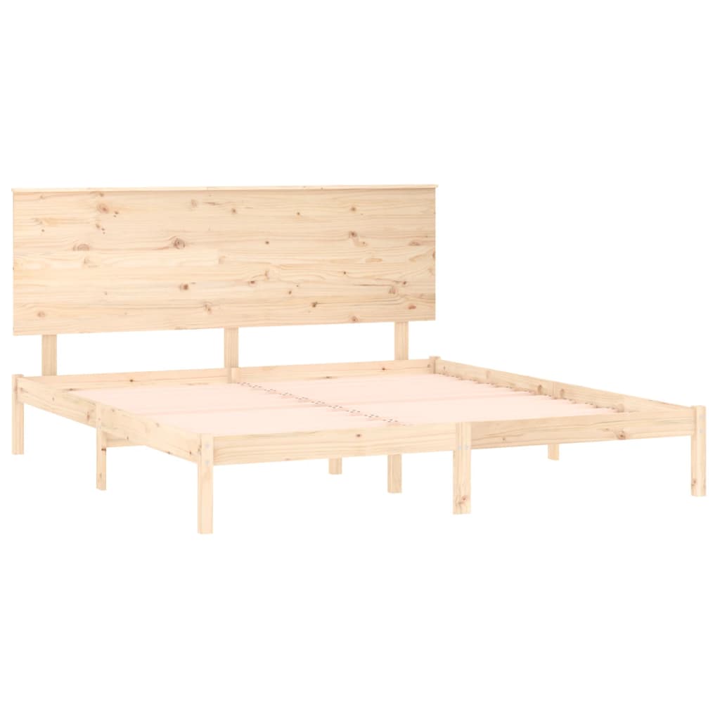 Solid Pine Wood Bed Frame 200x200 cm - Natural Finish