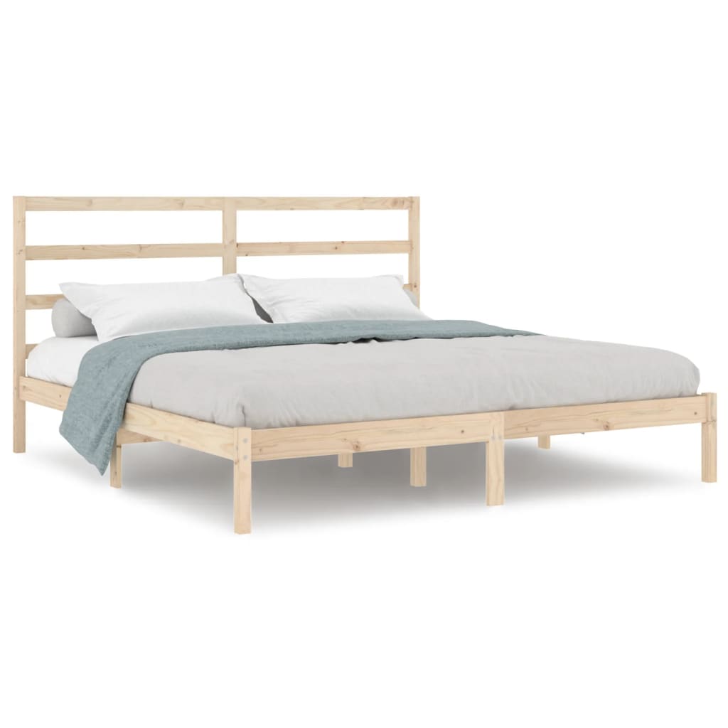 Solid Pine Wood Bed Frame 200x200 cm - Mattress Not Included