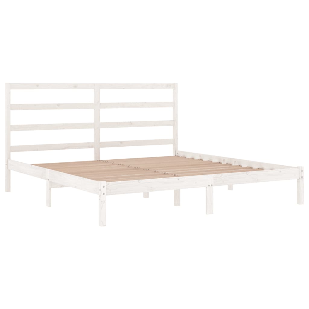 White Solid Pine Wood Bed Frame 200x200 cm - No Mattress Included