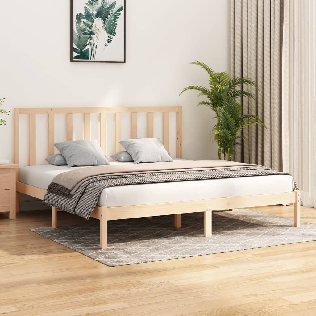 Solid Pine Wood Bed Frame 200x200 cm - No Mattress Included