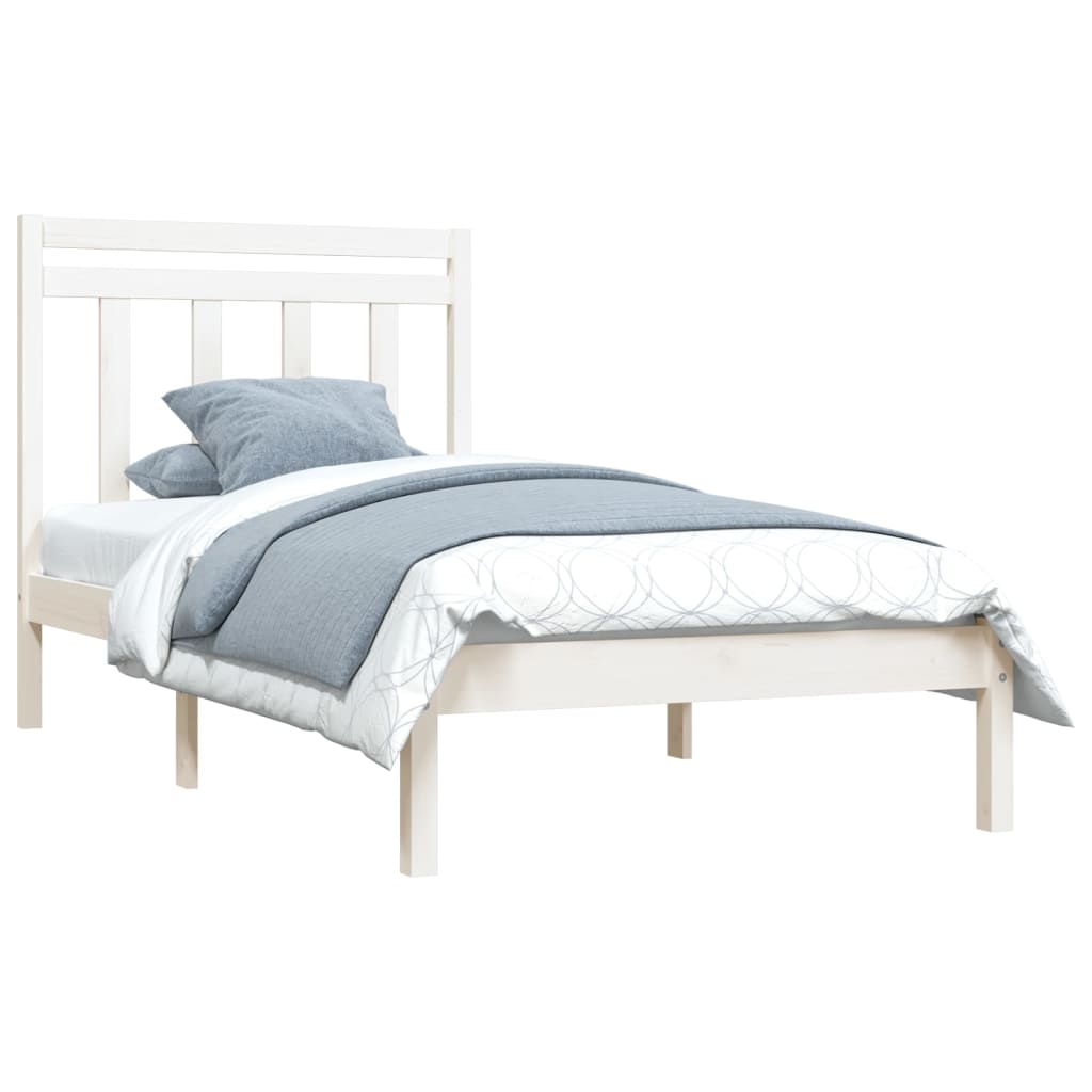 Solid Wood White Bed Frame 100x200 cm - Mattress Not Included