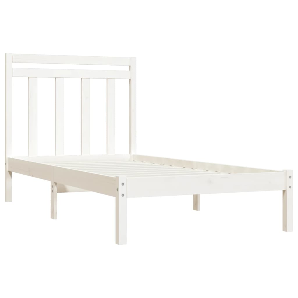 Solid Wood White Bed Frame 100x200 cm - Mattress Not Included