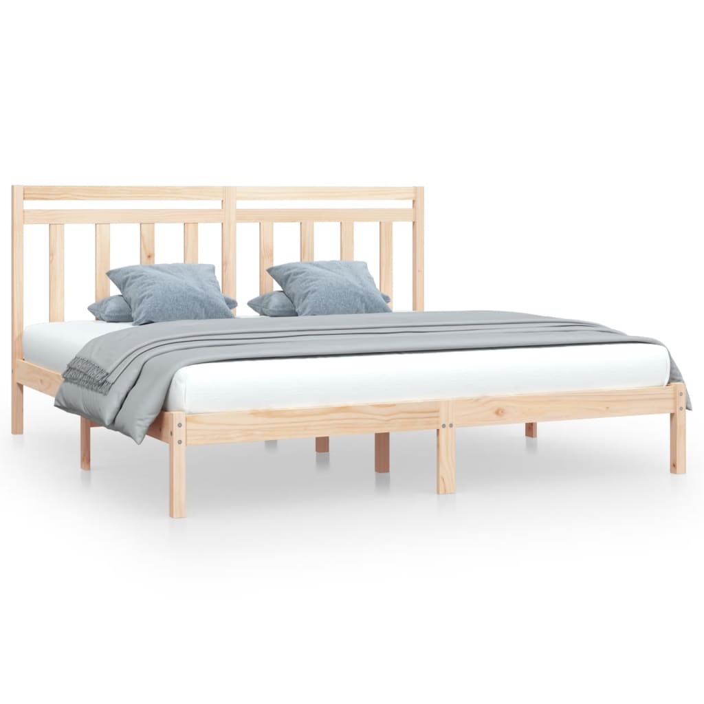 Solid Wood Bed Frame 200x200 cm - Durable, Natural Finish