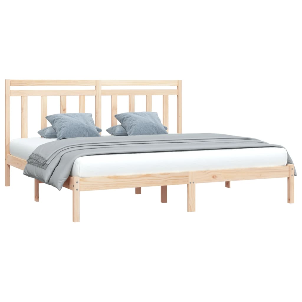 Solid Wood Bed Frame 200x200 cm - Durable, Natural Finish