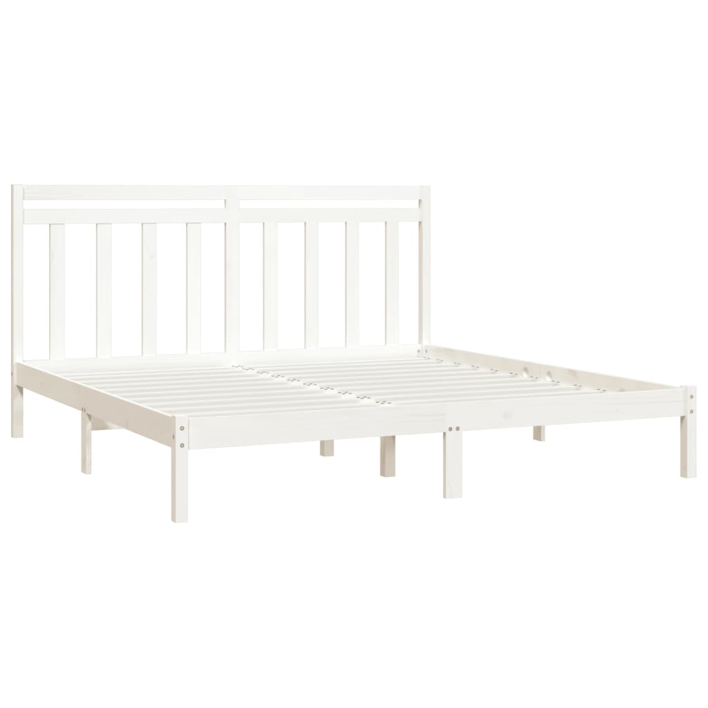 Solid Wood White Bed Frame 200x200 cm - No Mattress Included
