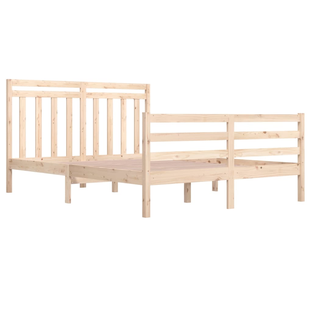 Natural Solid Wood Bed Frame 140x200 cm - No Mattress Included