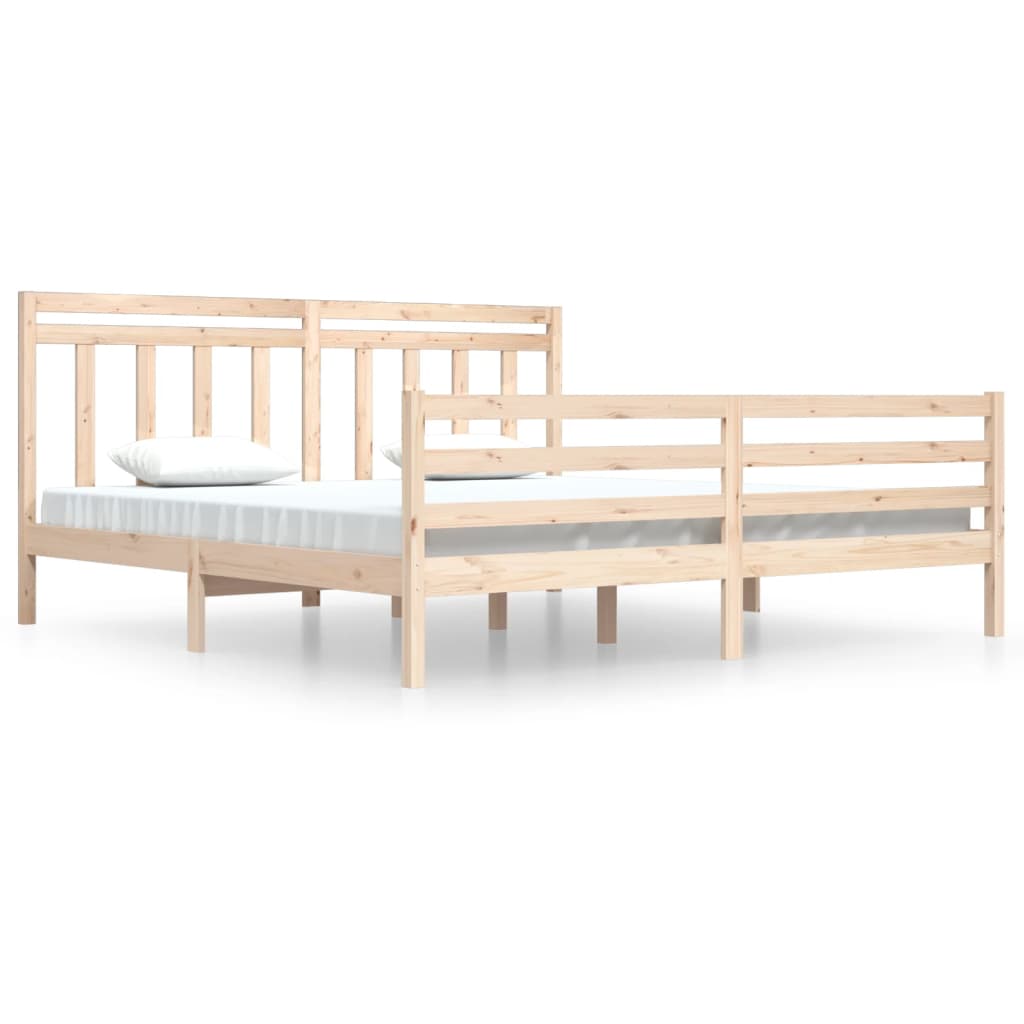 Solid Wood Bed Frame 200x200 cm - Durable, No Mattress Included