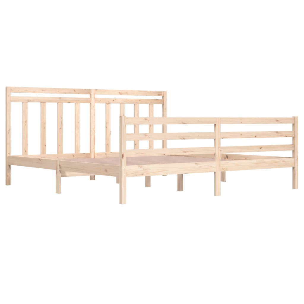 Solid Wood Bed Frame 200x200 cm - Durable, No Mattress Included