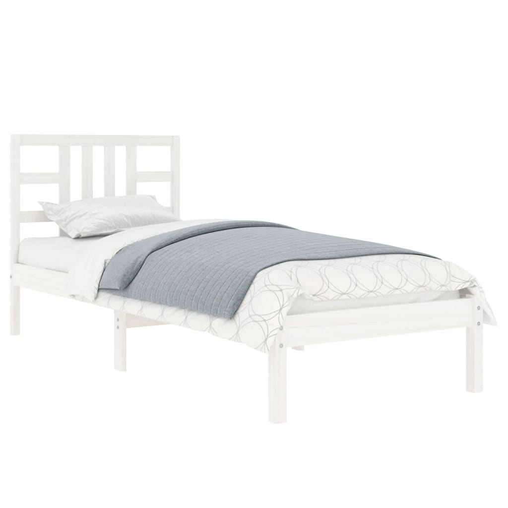 Solid Wood White Bed Frame 100x200 cm - No Mattress Included
