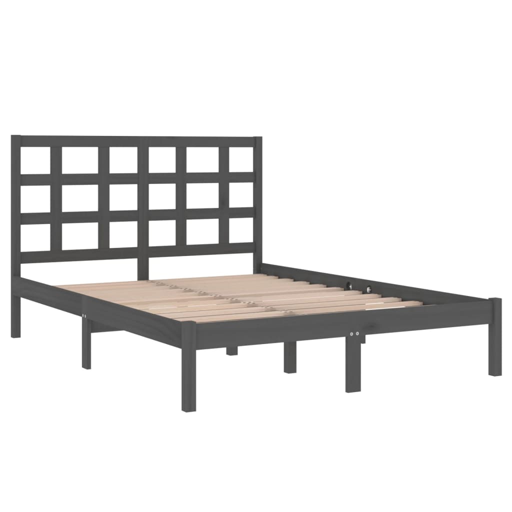 Solid Wood Grey Bed Frame 200x200 cm - Durable & Stylish Design