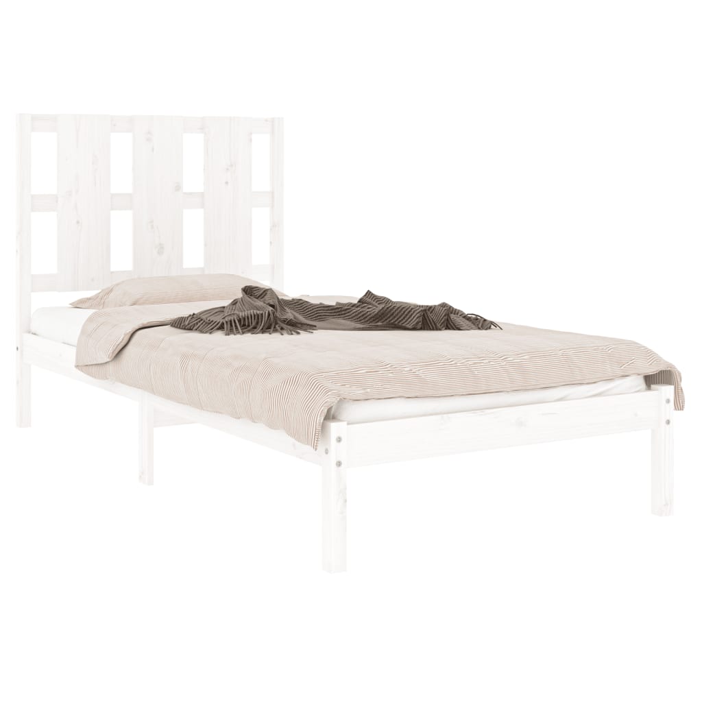 Solid Pine Wood Bed Frame, White 100x200 cm - No Mattress Included