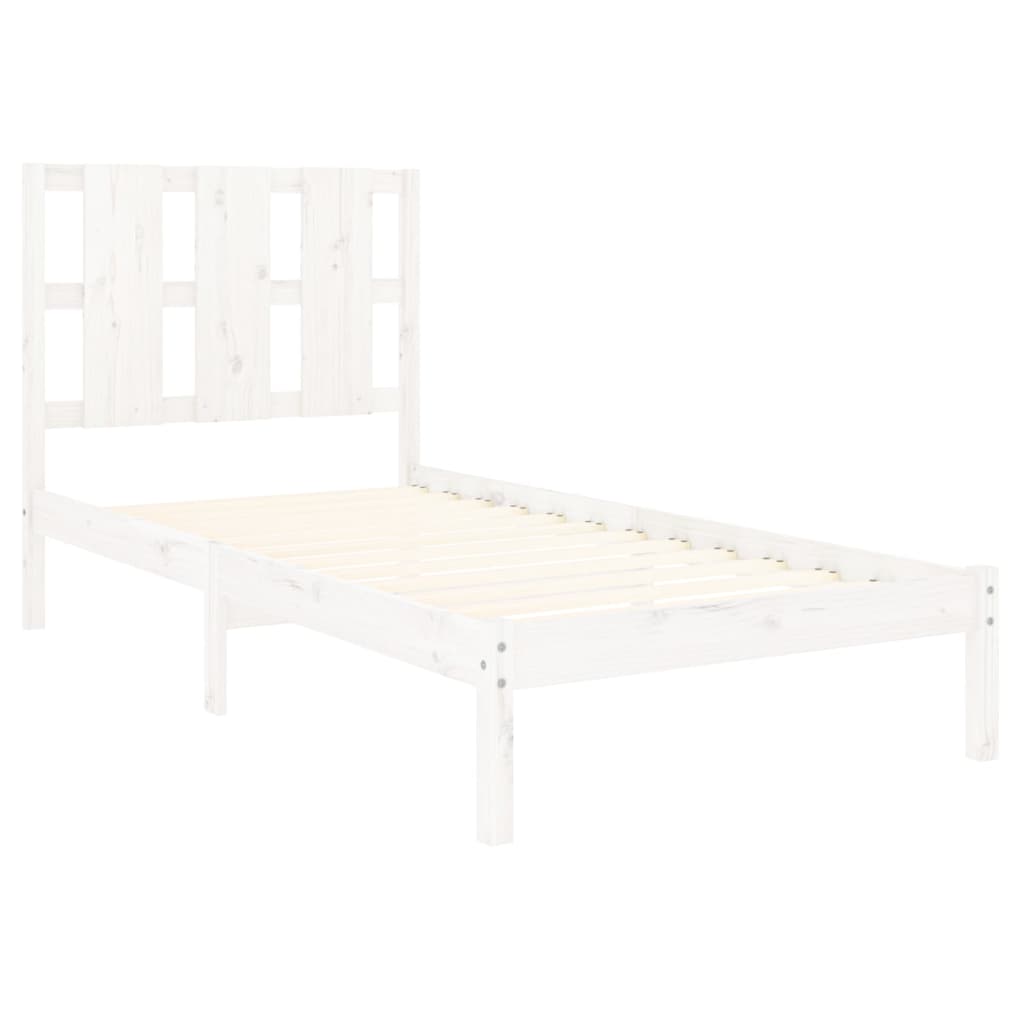 Solid Pine Wood Bed Frame, White 100x200 cm - No Mattress Included