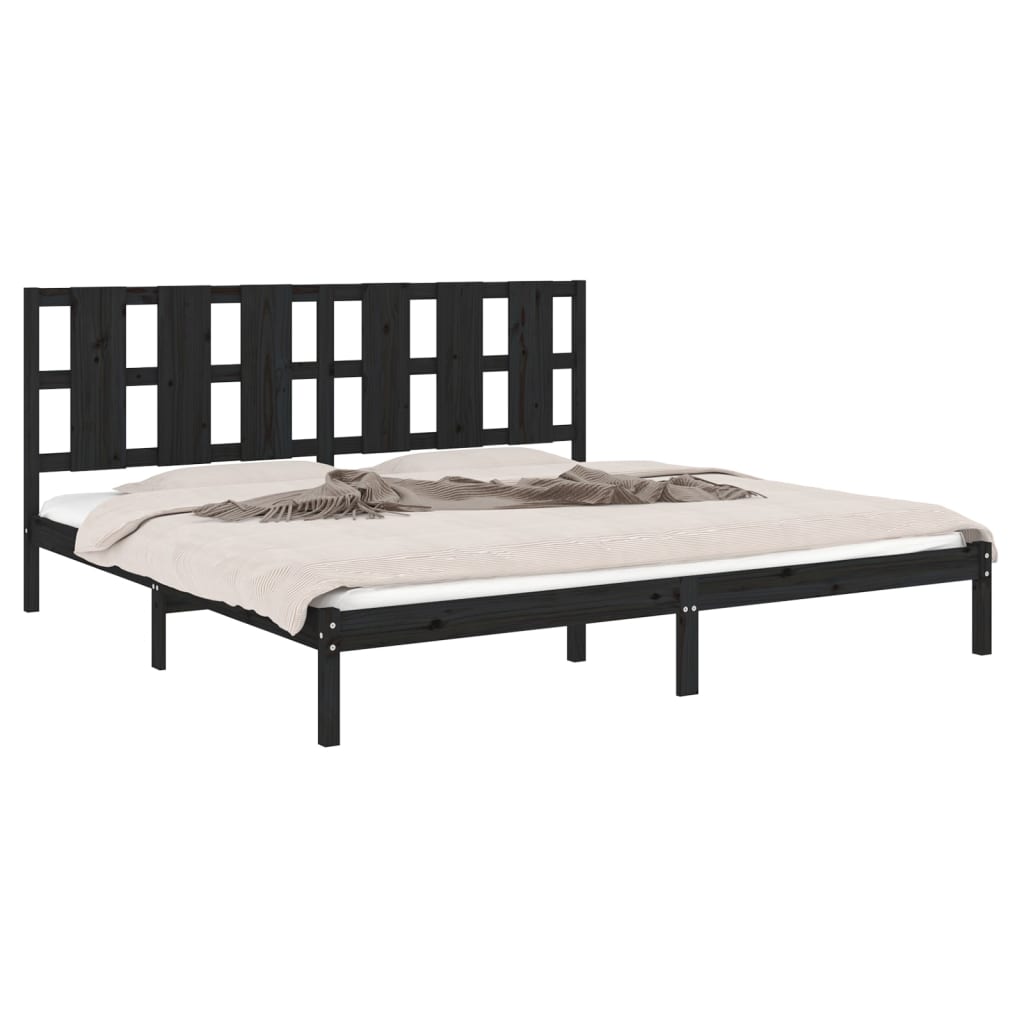 Solid Pine Wood Bed Frame in Black, No Mattress, 200x200 cm