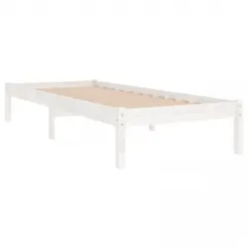 Solid Wood Bed Frame - White, 90x200 cm (No Mattress)