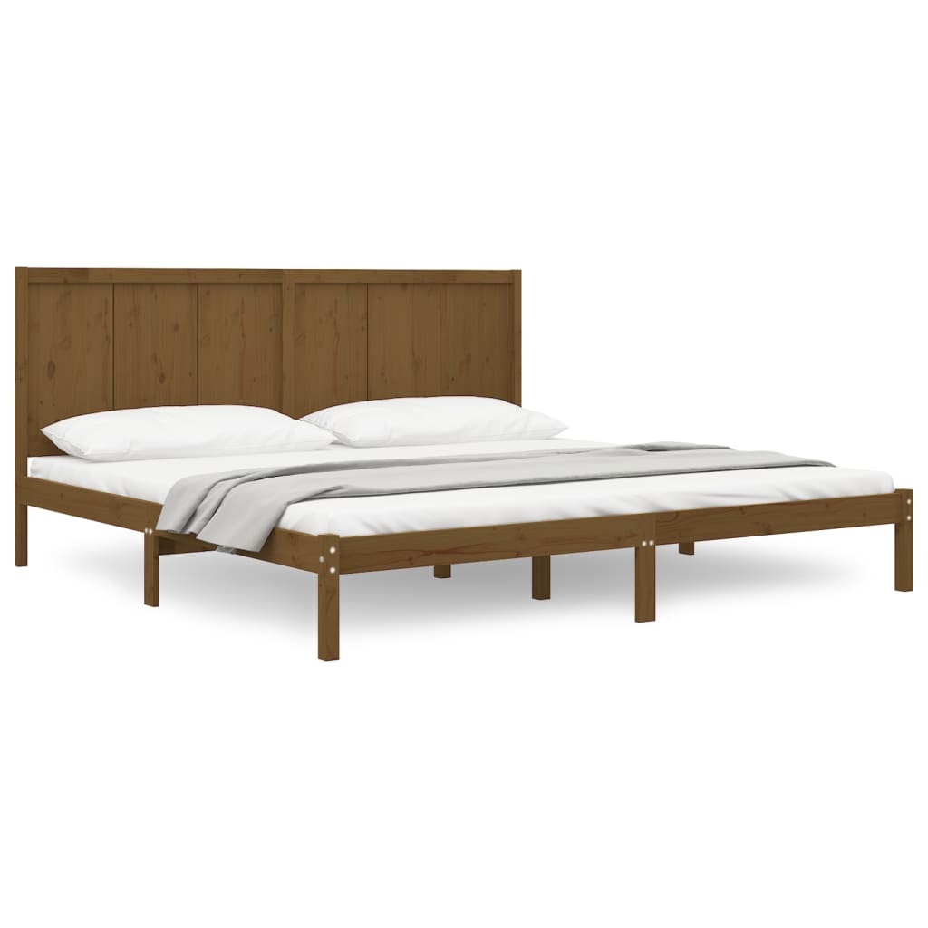 Solid Pine Bed Frame 200x200 cm - Honey Brown Finish