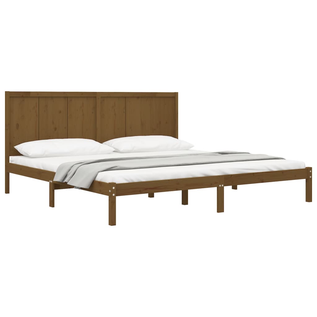 Solid Pine Bed Frame 200x200 cm - Honey Brown Finish