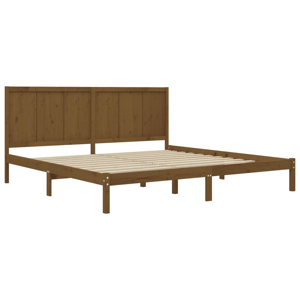 Solid Pine Bed Frame 200x200 cm - Honey Brown Finish