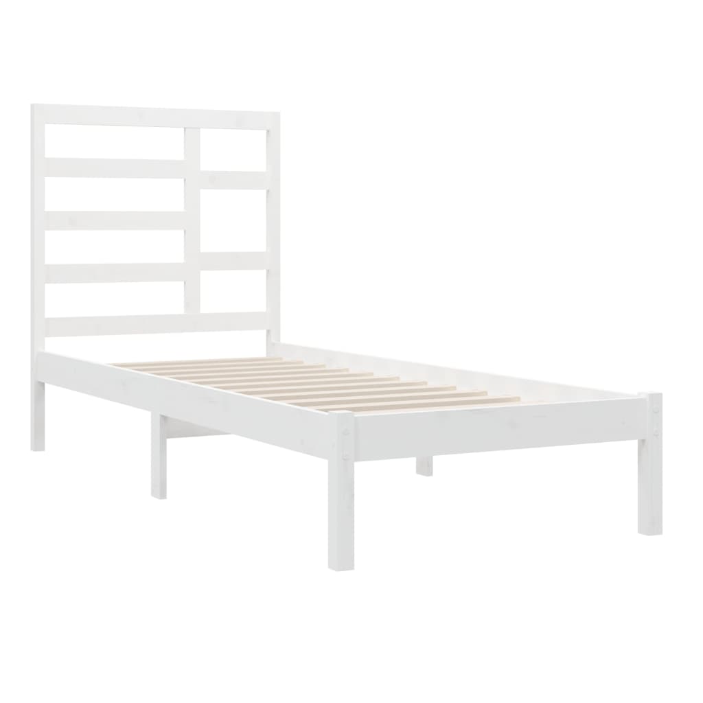 White Solid Wood Bed Frame 100x200 cm - Mattress Not Included