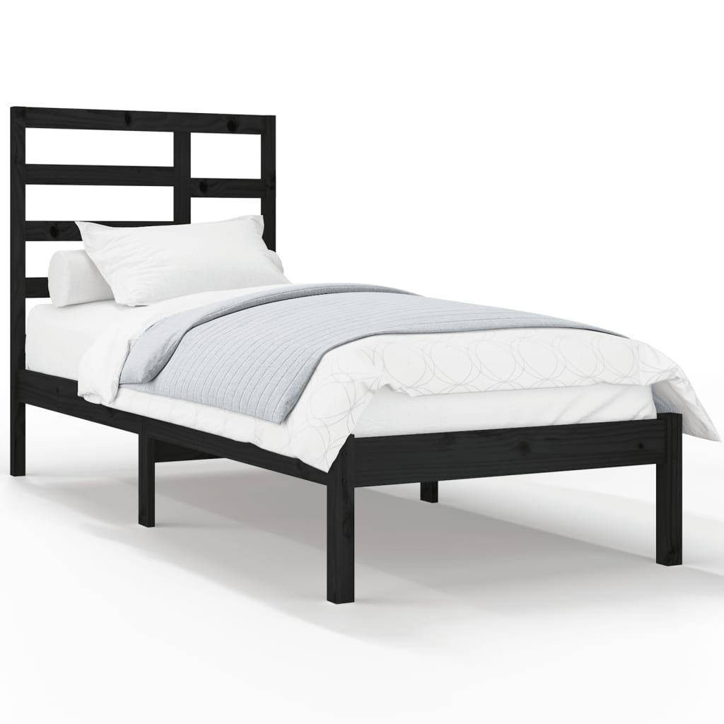 Black Solid Wood Bed Frame | 100x200 cm | No Mattress Included