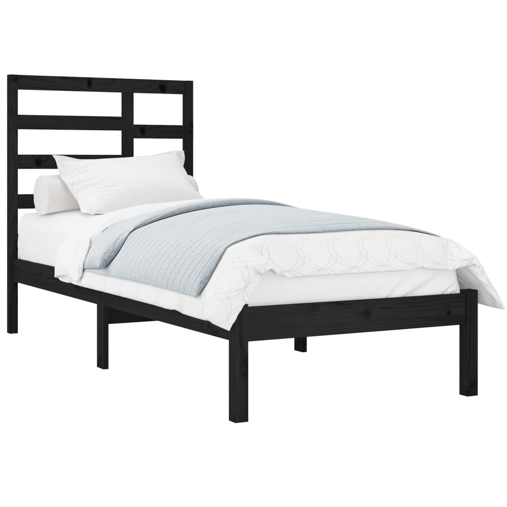 Black Solid Wood Bed Frame | 100x200 cm | No Mattress Included