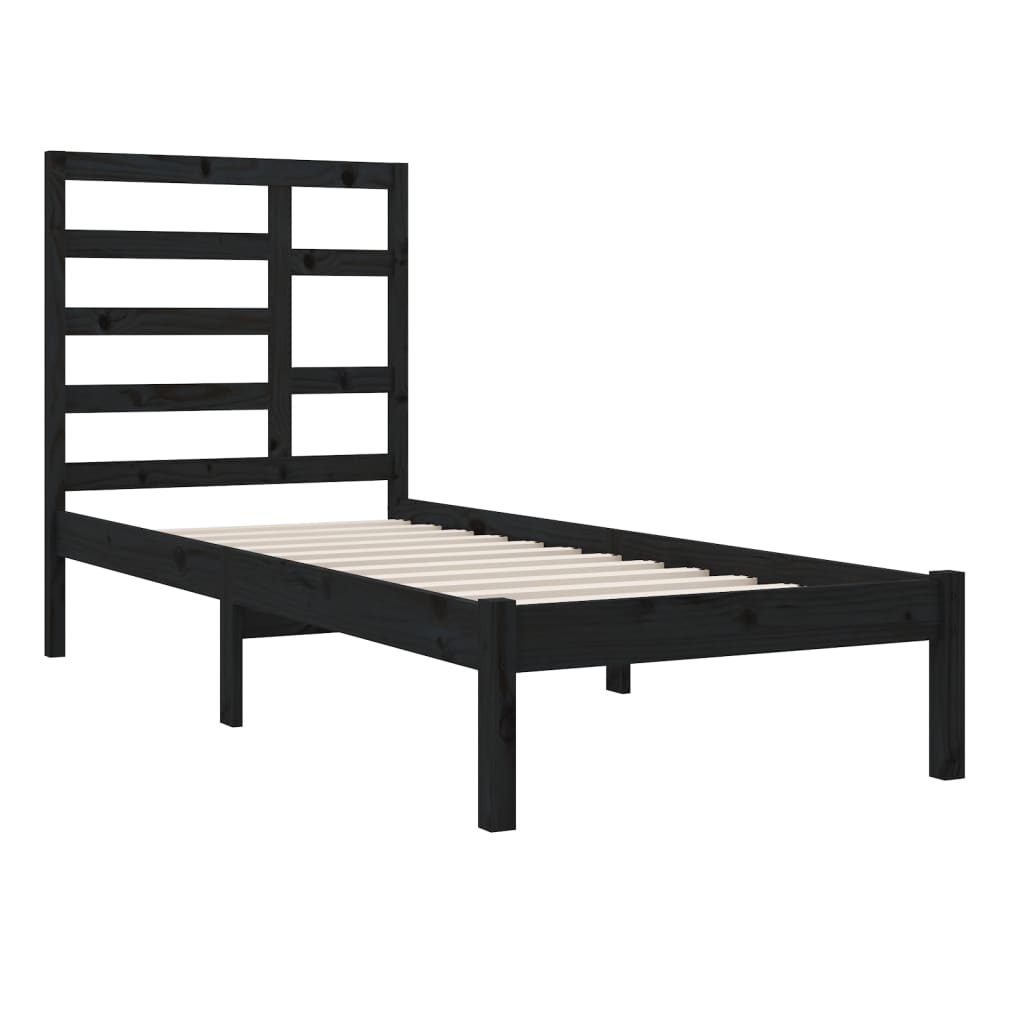 Black Solid Wood Bed Frame | 100x200 cm | No Mattress Included