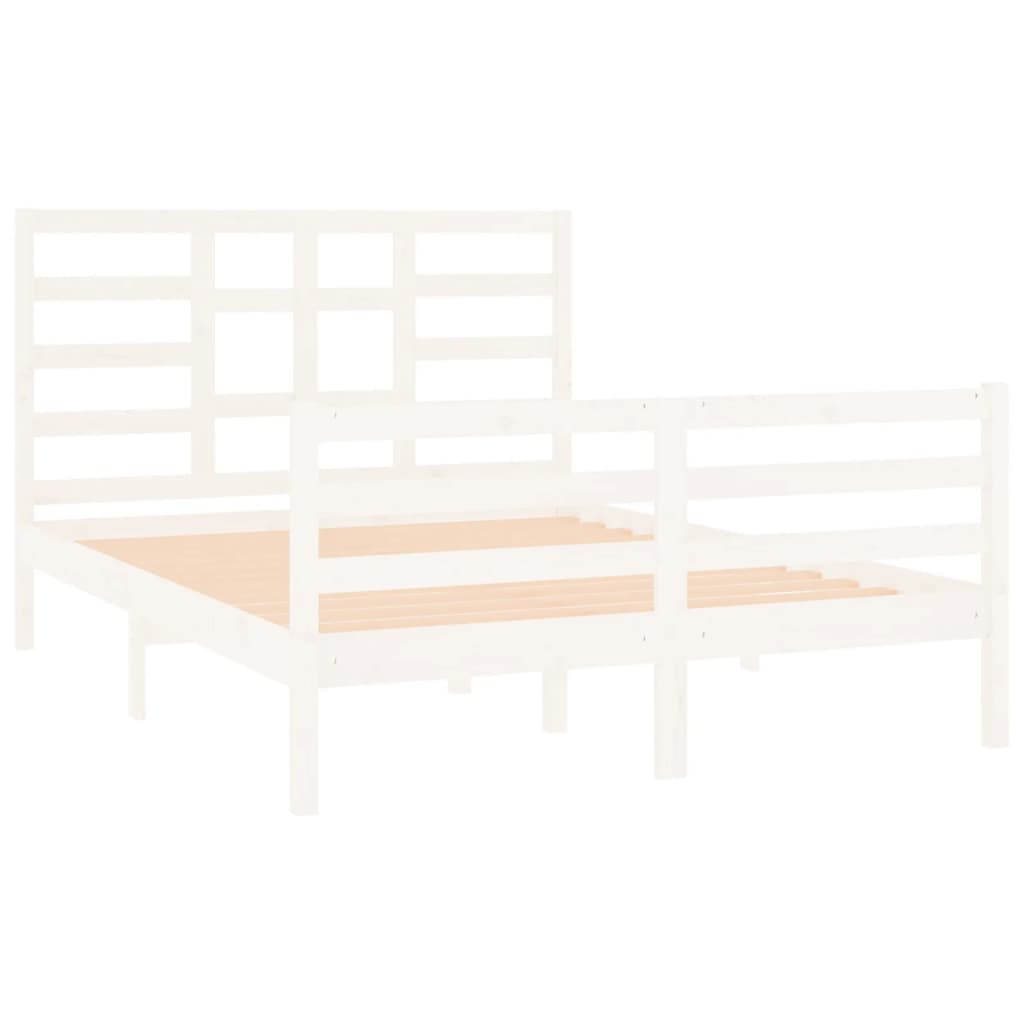 Solid Wood Bed Frame, White, 140x190 cm - Sturdy & Stylish