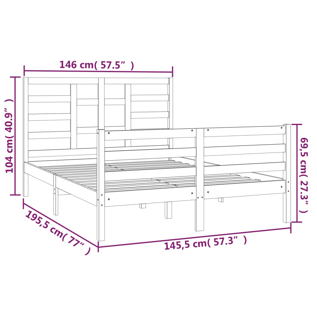 Solid Wood Bed Frame, White, 140x190 cm - Sturdy & Stylish