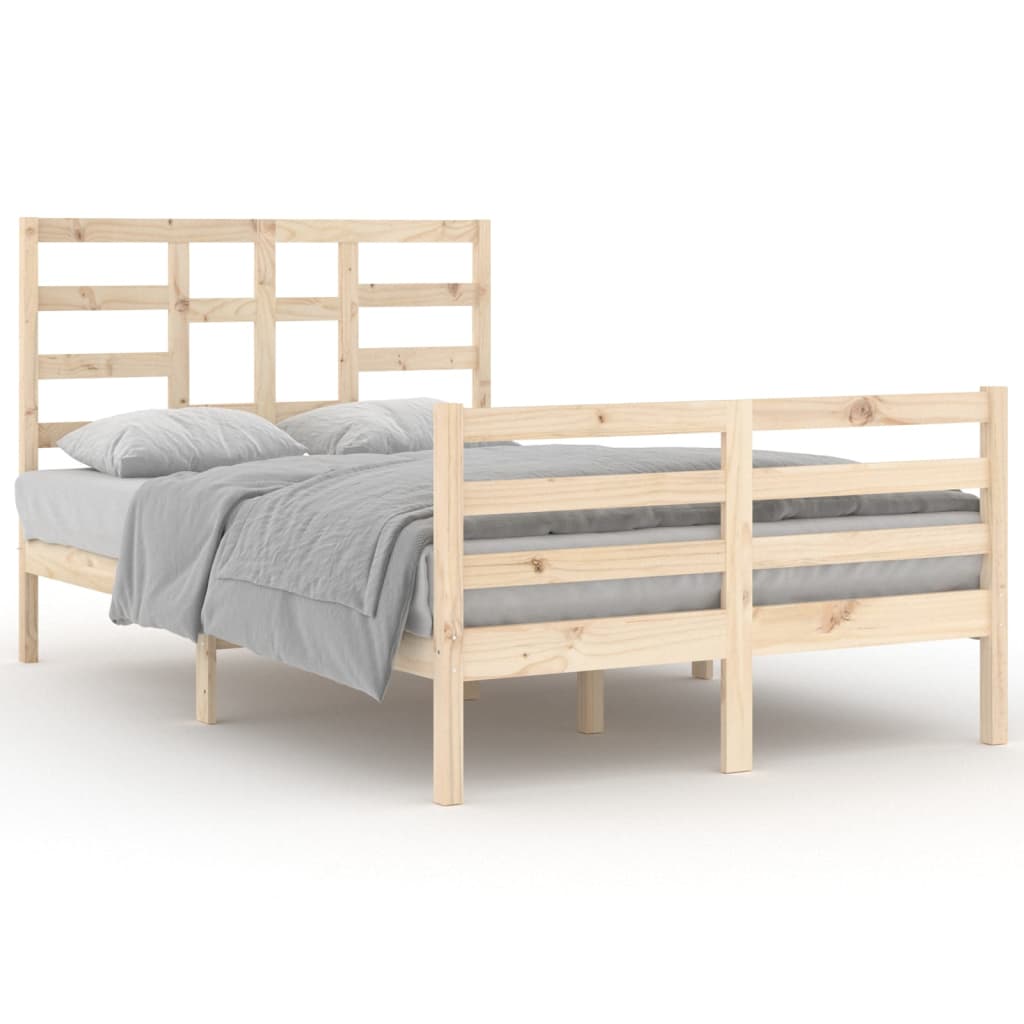 Solid Wood Bed Frame, 120x200 cm, Natural Finish