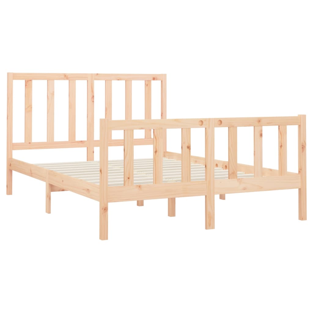 Solid Pine Bed Frame 140x190 cm - Durable Wood Design, Mattress Not Included