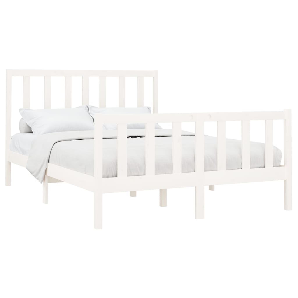 Solid Pine Wood White Bed Frame 140x200 cm - No Mattress Included