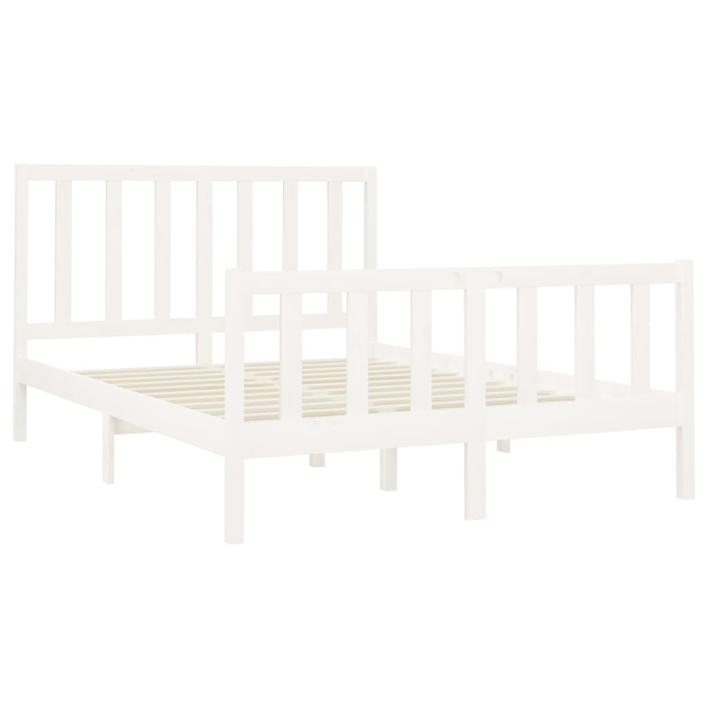 Solid Pine Wood White Bed Frame 140x200 cm - No Mattress Included