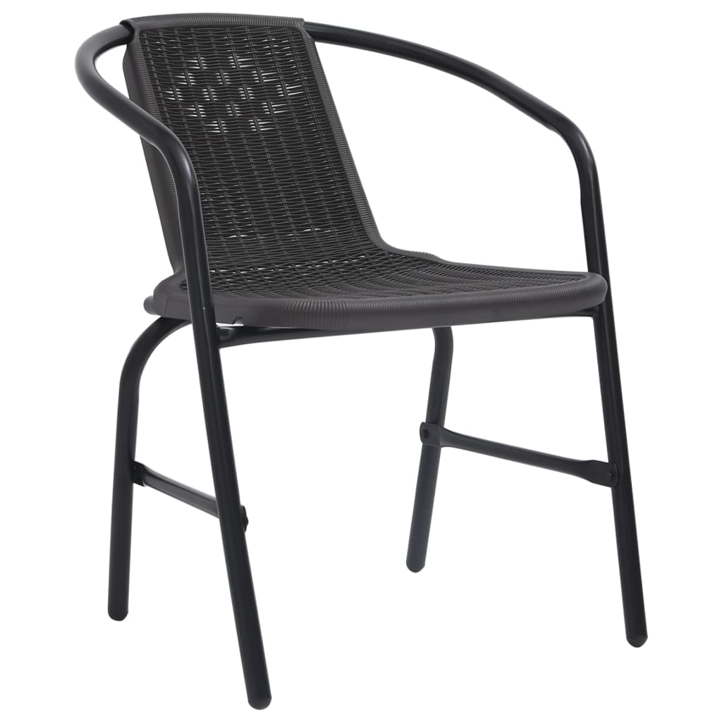Durable 4-Piece Garden Chairs Set - Plastic Rattan & Steel, 110 kg
