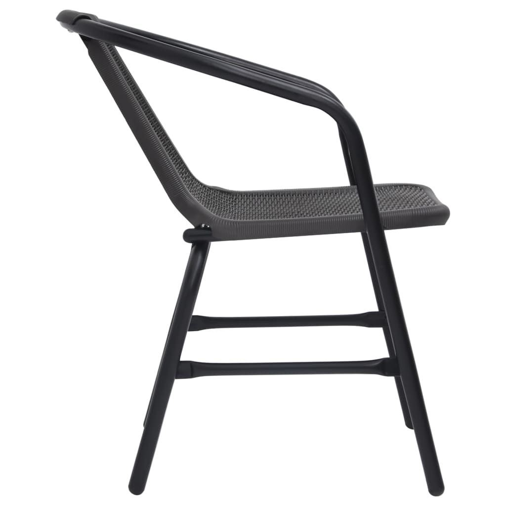 Durable 4-Piece Garden Chairs Set - Plastic Rattan & Steel, 110 kg