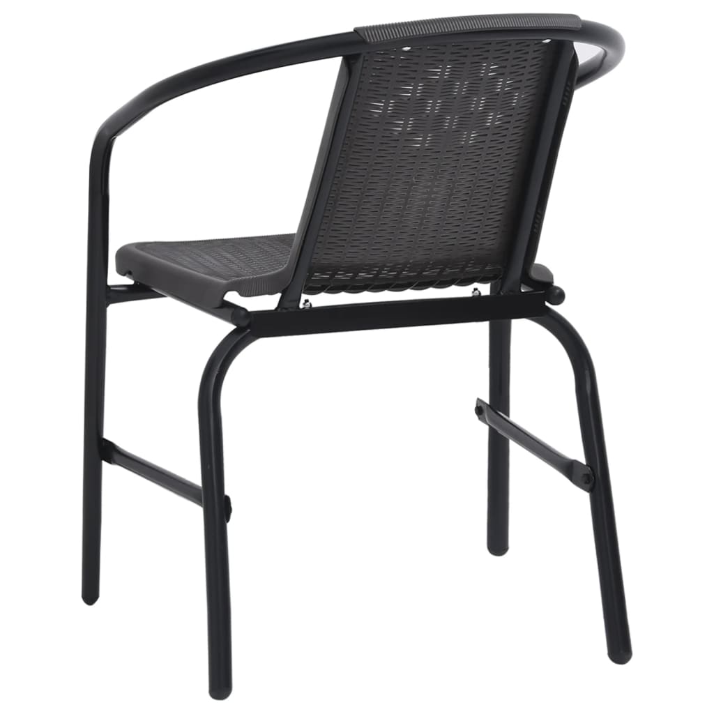 Durable 4-Piece Garden Chairs Set - Plastic Rattan & Steel, 110 kg