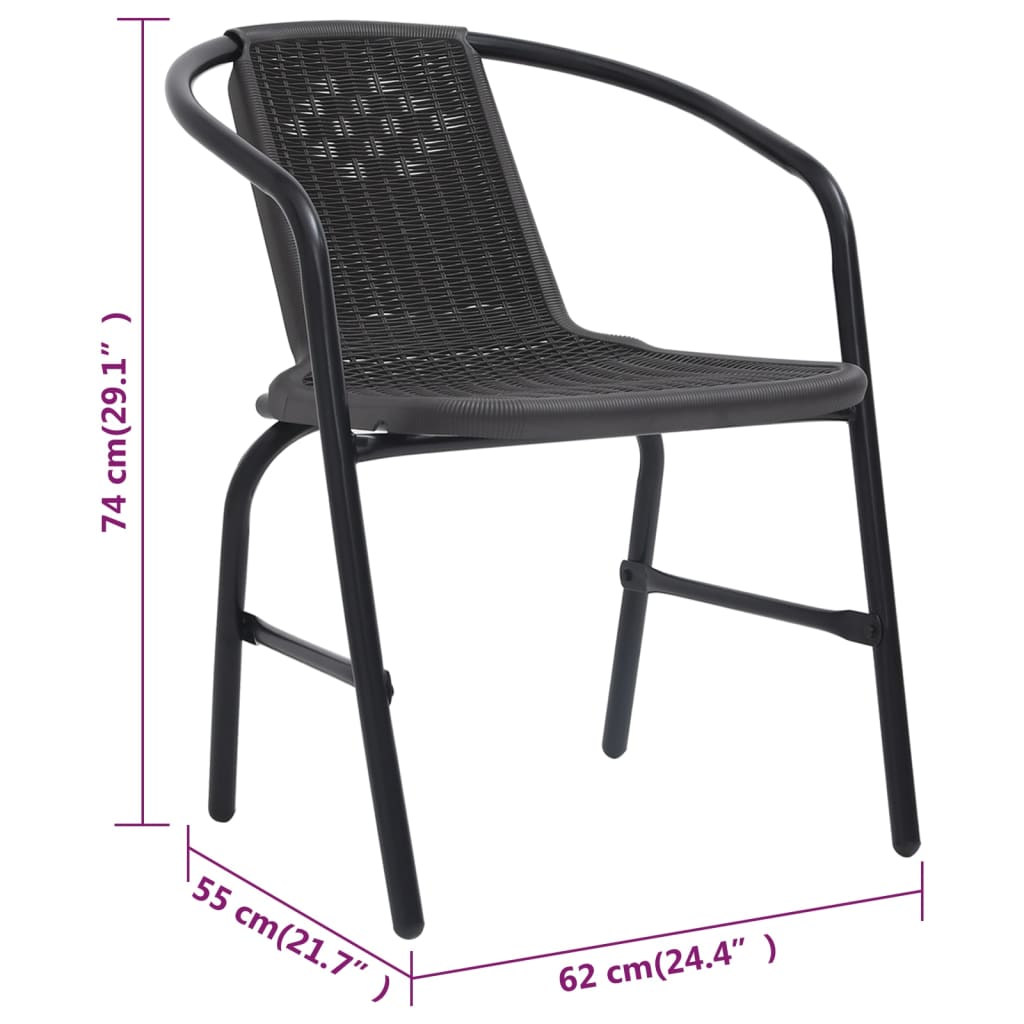 Durable 4-Piece Garden Chairs Set - Plastic Rattan & Steel, 110 kg