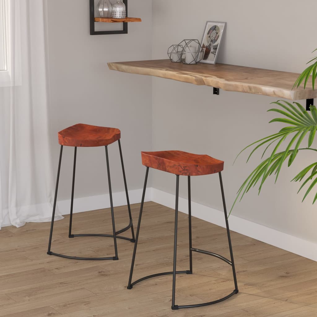 Gavin Bar Stools Set of 2 - Solid Mango Wood, 45x40x63 cm