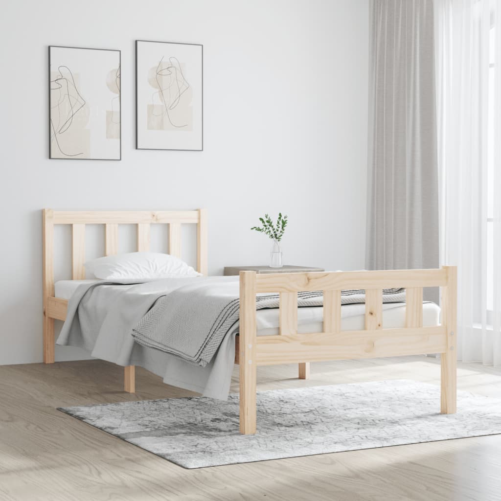 Solid Wood Single Bed Frame - Durable & Stylish Design, No Mattress